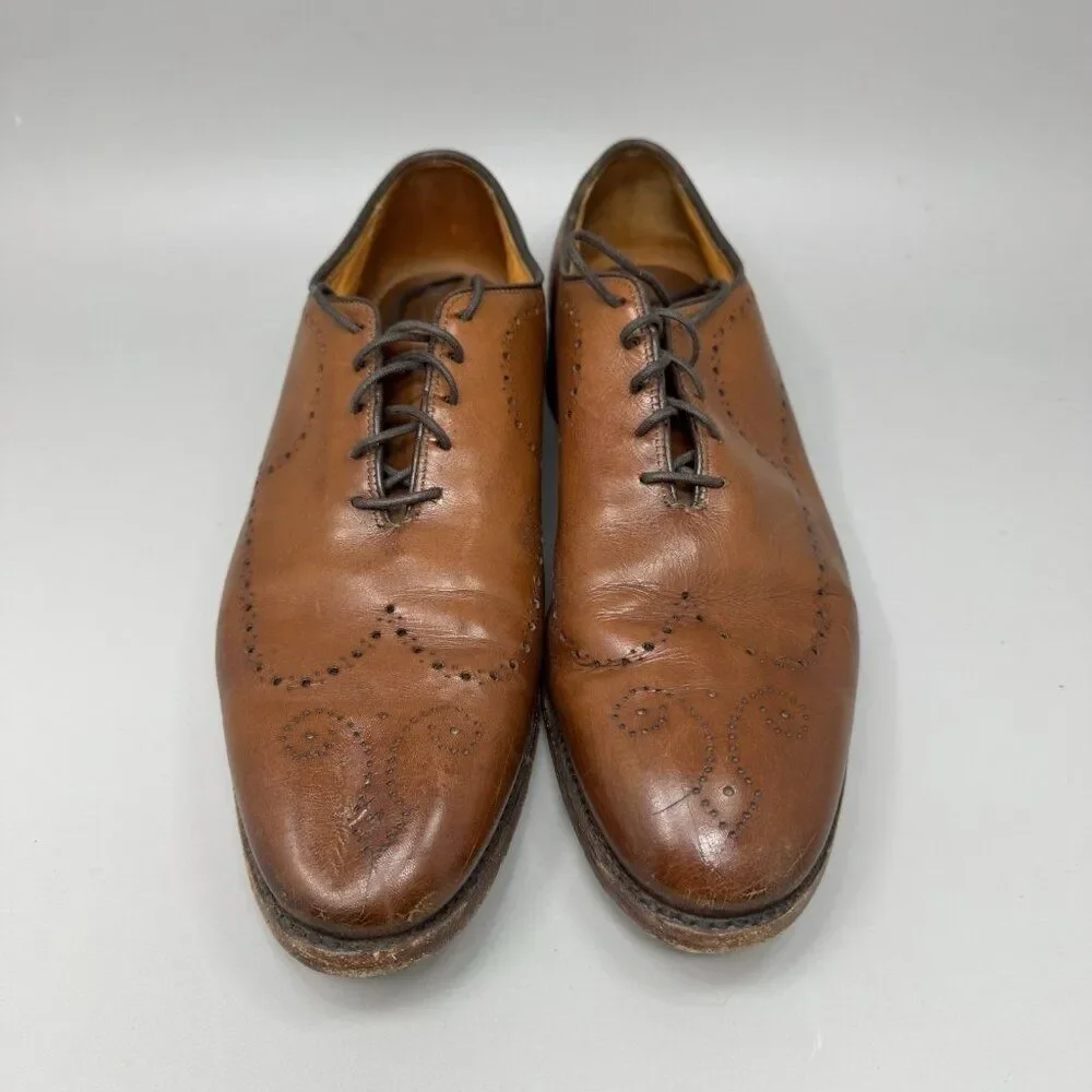 Allen Edmonds Fairfax Walnut Patina Leather Wingtip Dress Shoes Size 10.5 D